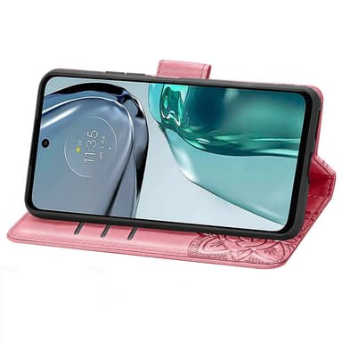 SKALO Motorola Moto G62 5G Mandala Butterfly Plånboksfodral - Rosa