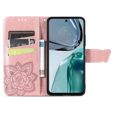 SKALO Motorola Moto G62 5G Mandala Butterfly Plånboksfodral - Roséguld