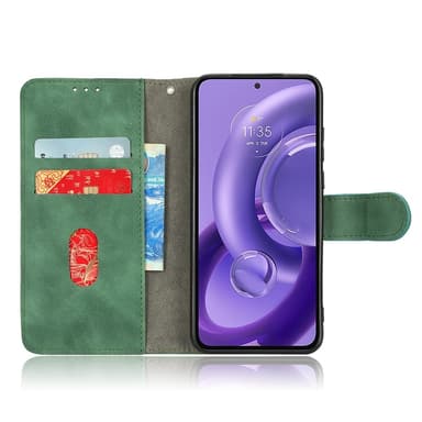 SKALO Motorola Edge 30 Neo 5G Matt PU-Läder Plånboksfodral - Grön
