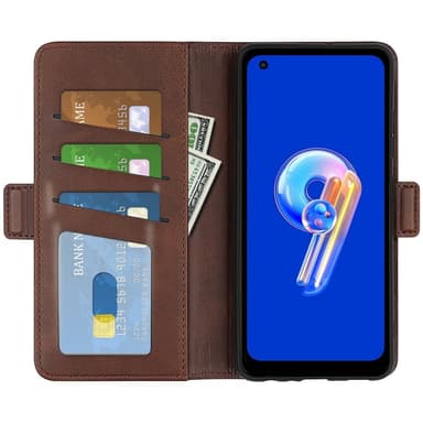 SKALO Asus Zenfone 9 5G Premium Plånboksfodral - Brun