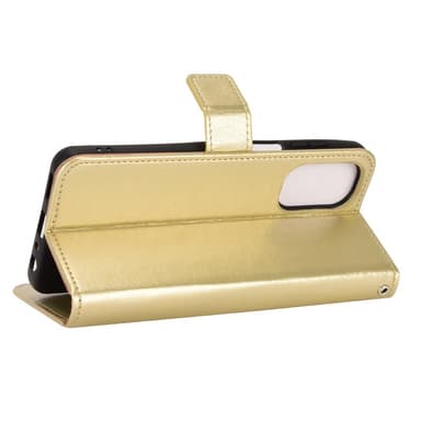 SKALO Motorola Moto G62 5G Crazy Horse Plånbok PU Läder - Guld