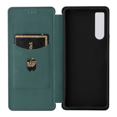 SKALO Sony Xperia 10 V Carbon Fiber Plånboksfodral - Grön
