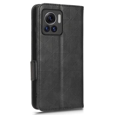 SKALO Motorola Edge 30 Ultra 5G Embossed Triangle Plånboksfodral - Svart