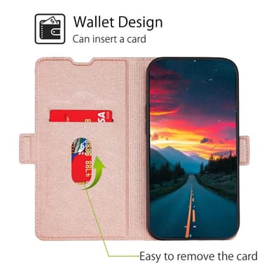 SKALO Asus Zenfone 9 5G Ultratunn Premium Plånboksfodral - Roséguld