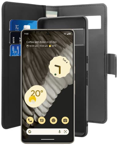 Puro Google Pixel 7A 2in1 plånboksfodral (svart)
