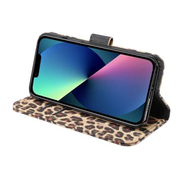 SKALO iPhone 13 Mini Leopard mönstrad Plånboksfodral i PU Läder