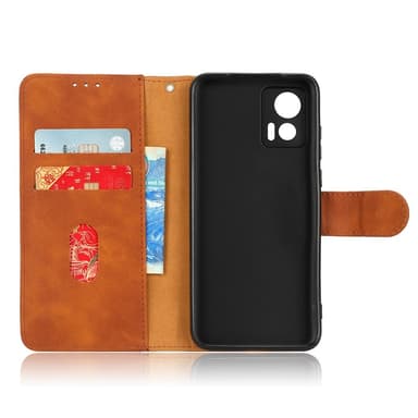 SKALO Motorola Edge 30 Neo 5G Matt PU-Läder Plånboksfodral - Brun