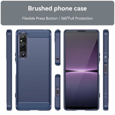 SKALO Sony Xperia 1 V Armor Carbon Stöttåligt TPU-skal - Blå