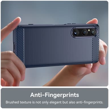 SKALO Sony Xperia 1 V Armor Carbon Stöttåligt TPU-skal - Blå