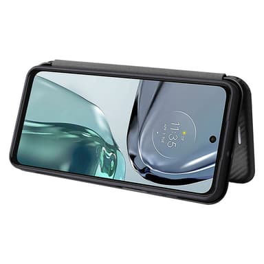 SKALO Motorola Moto G62 5G Carbon Fiber Plånboksfodral - Svart