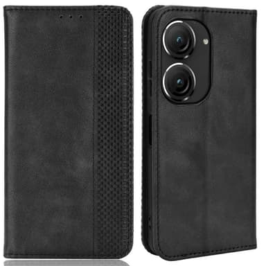 SKALO Asus Zenfone 9 5G Embossed Premium Plånboksfodral - Svart