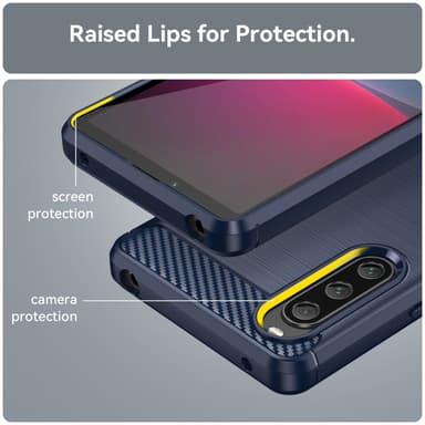 SKALO Sony Xperia 10 V Armor Carbon Stöttåligt TPU-skal - Blå