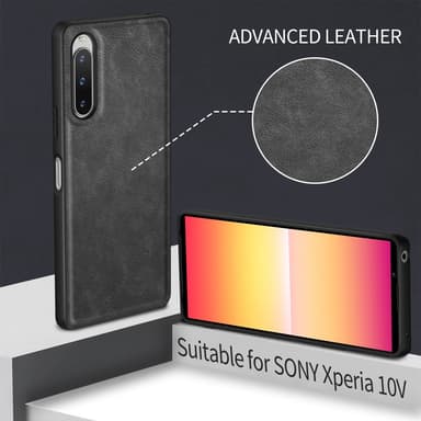 SKALO Sony Xperia 10 V PU-Läder Hybrid Skal - Svart