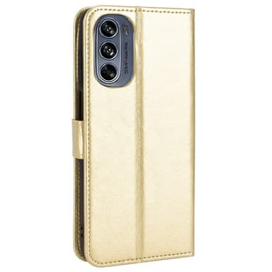 SKALO Motorola Moto G62 5G Crazy Horse Plånbok PU Läder - Guld
