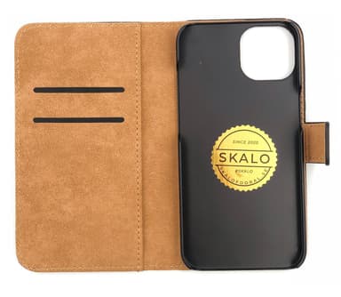 SKALO iPhone 14 Plus Plånboksfodral Äkta Skinn - Ljusrosa