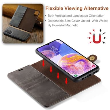 DG MING Samsung A23 5G 2-i-1 Magnet Plånboksfodral - Grå