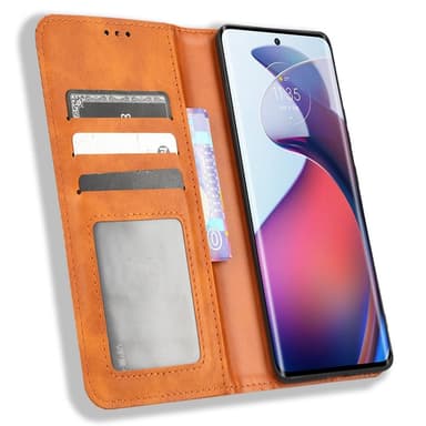 SKALO Motorola Edge 30 Fusion 5G Embossed Premium Plånboksfodral - Brun
