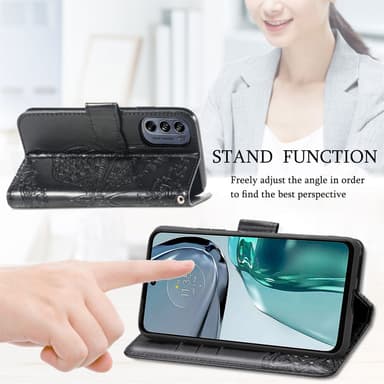 SKALO Motorola Moto G62 5G Mandala Butterfly Plånboksfodral - Grå
