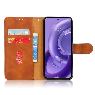 SKALO Motorola Edge 30 Neo 5G Matt PU-Läder Plånboksfodral - Brun
