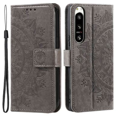 SKALO Sony Xperia 5 IV 5G Mandala Plånboksfodral - Grå
