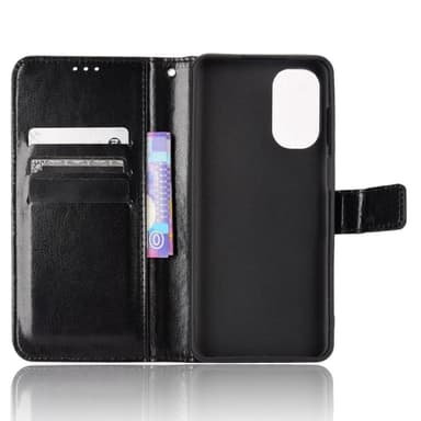 SKALO Motorola Moto G62 5G Crazy Horse Plånbok PU Läder - Svart