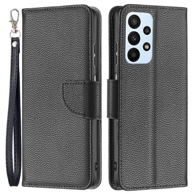SKALO Samsung A23 5G Premium Litchi Plånbok - Svart