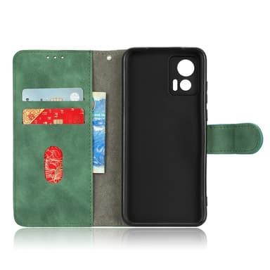 SKALO Motorola Edge 30 Neo 5G Matt PU-Läder Plånboksfodral - Grön