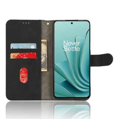 SKALO OnePlus Nord 3 5G / Ace 2V Matt PU-Läder Plånboksfodral - Svart