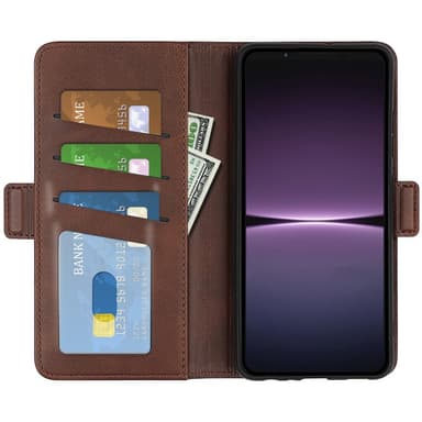 SKALO Sony Xperia 1 V Premium Plånboksfodral - Brun