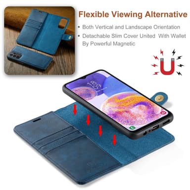 DG MING Samsung A23 5G 2-i-1 Magnet Plånboksfodral - Blå