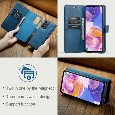 DG MING Samsung A23 5G 2-i-1 Magnet Plånboksfodral - Blå