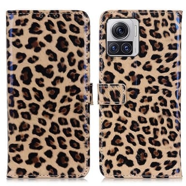 SKALO Motorola Edge 30 Ultra 5G Leopard mönstrad Plånboksfodral i PU Läder