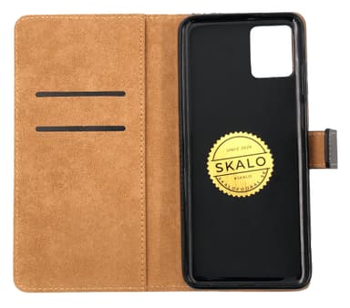 SKALO Motorola Moto G32 Plånboksfodral Äkta Skinn - Svart