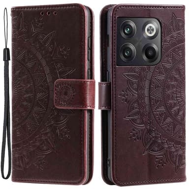 SKALO OnePlus 10T 5G Mandala Plånboksfodral - Brun