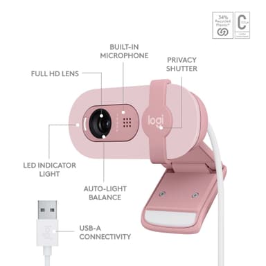 Logitech Brio 100 FullHD webbkamera (Rose)