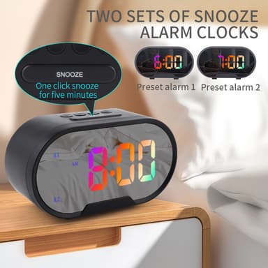Digital väckarklocka steglös avbländande snoozefunktion 2 USB-portar s