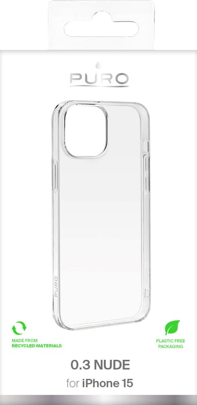 Puro 0.3 Nude iPhone 15 fodral (genomskinligt)