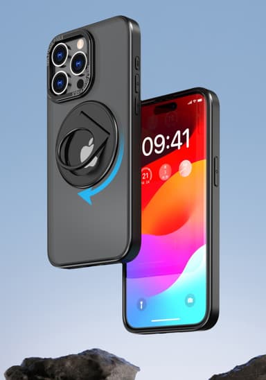Magnetiskt skyddande telefonfodral med osynligt stativ som är kompatib