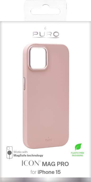 Puro Icon Mag Pro iPhone 15 fodral (rosa)