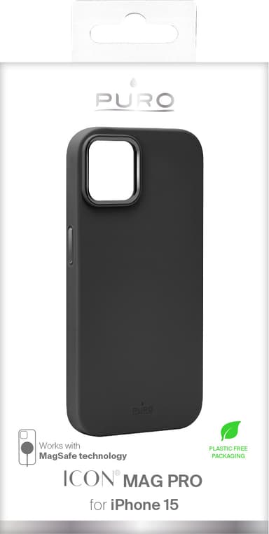 Puro Icon Mag Pro iPhone 15 fodral (svart)