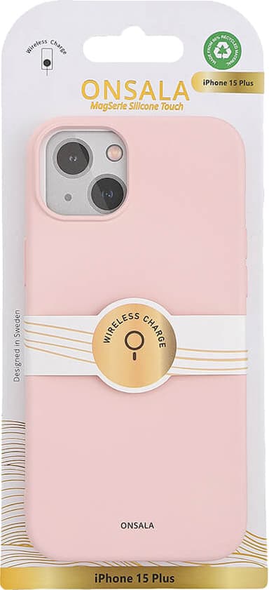 Onsala iPhone 15 Plus silikonskal (rosa)