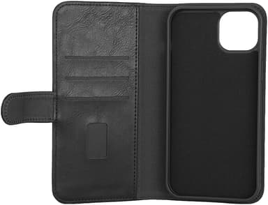 Gear 2in1 iPhone 15 Plus 3 plånboksfodral (svart)