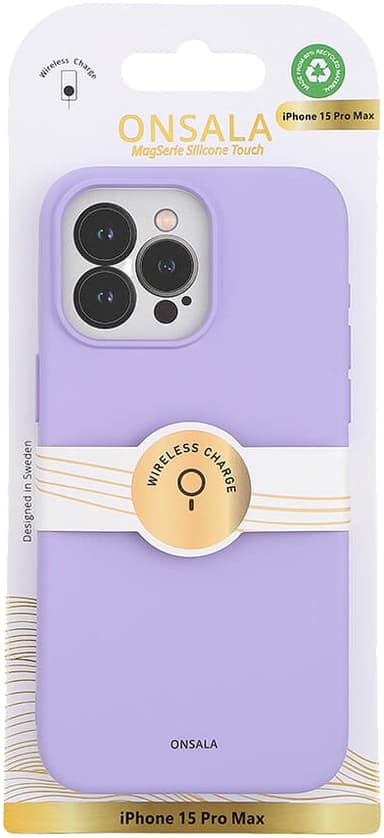 Onsala iPhone 15 Pro Max silikonskal (lila)