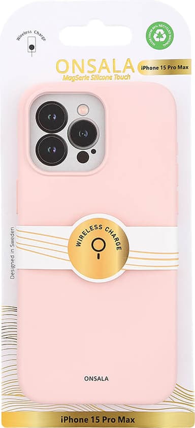 Onsala iPhone 15 Pro Max silikonskal (rosa)