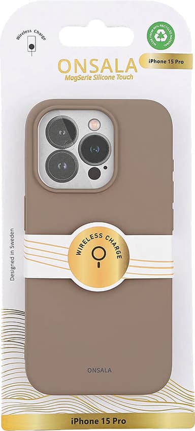 Onsala iPhone 15 Pro silikonskal (beige)