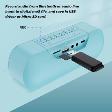 Portable Bluetooth Audio Digitizer & Speaker, Record & Play 12W Stereo Sound with Line-in, USB Flash Drive & TF Card Support