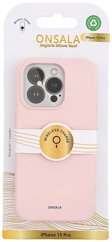 Onsala iPhone 15 Pro silikonskal (rosa)