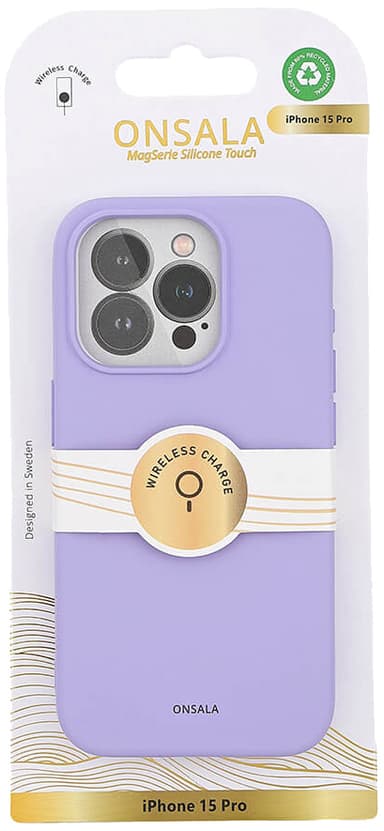 Onsala iPhone 15 Pro silikonskal (lila)