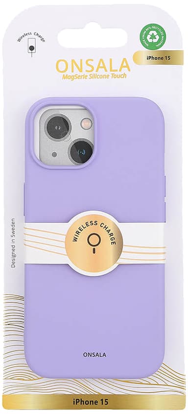 Onsala iPhone 15 silikonskal (lila)