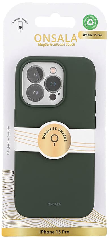 Onsala iPhone 15 Pro silikonskal (grönt)